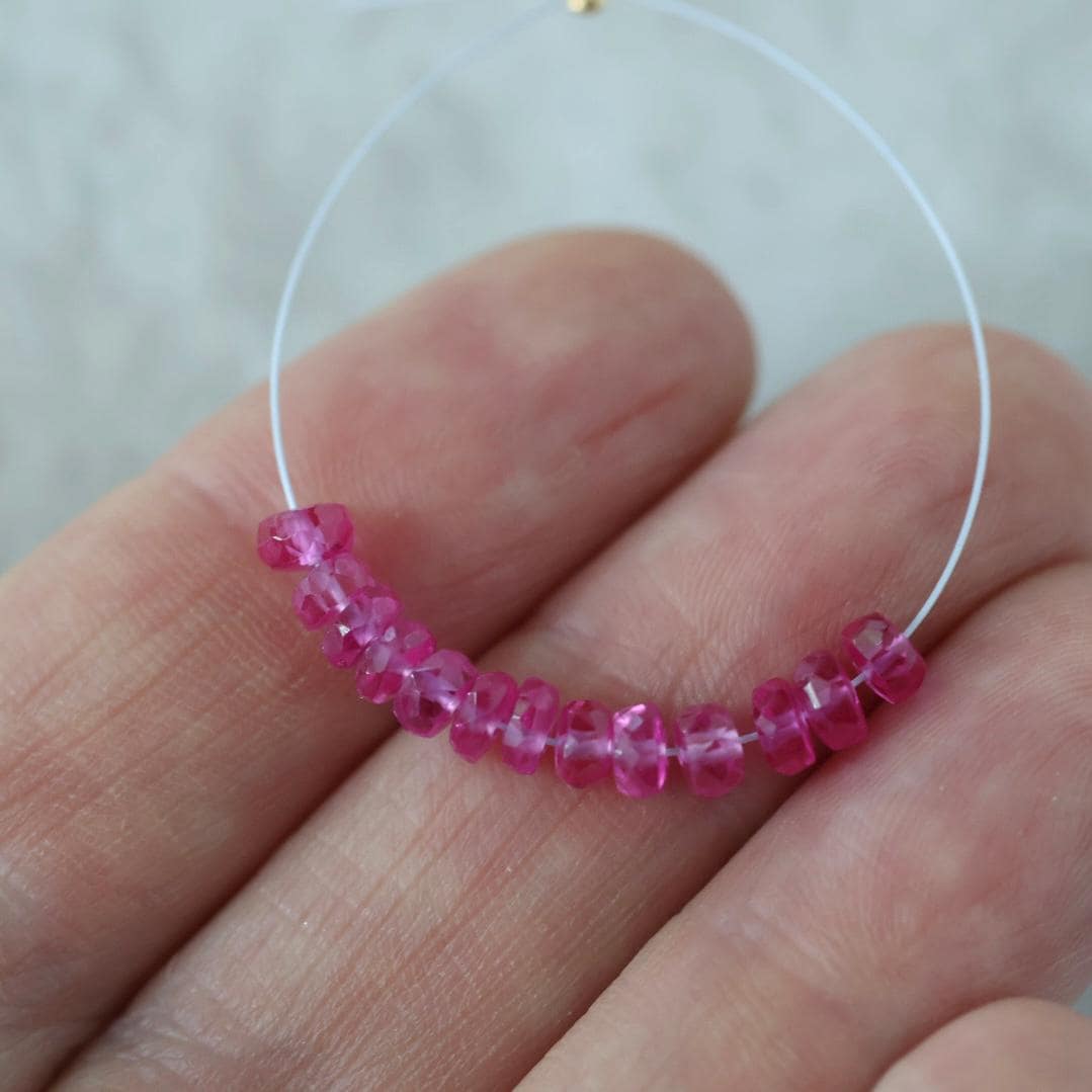 4mm Hot Pink Padparadscha Sapphire Beads Faceted Rondelle 1” Gemstone for DIY Jewelry Making Supplies