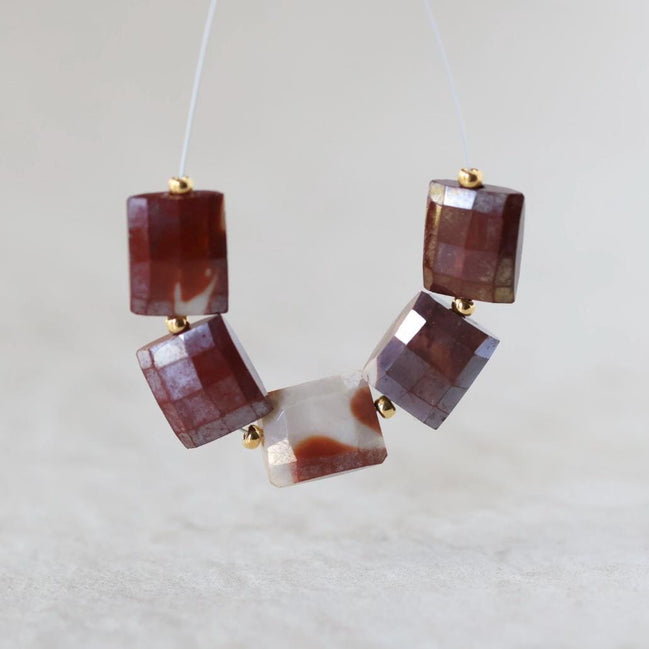 8x10mm Mookaite Jasper Rectangle Beads Checker Faceted Genuine Earth Tone Jasper 5 PCs Gemstone for DIY Jewelry Making