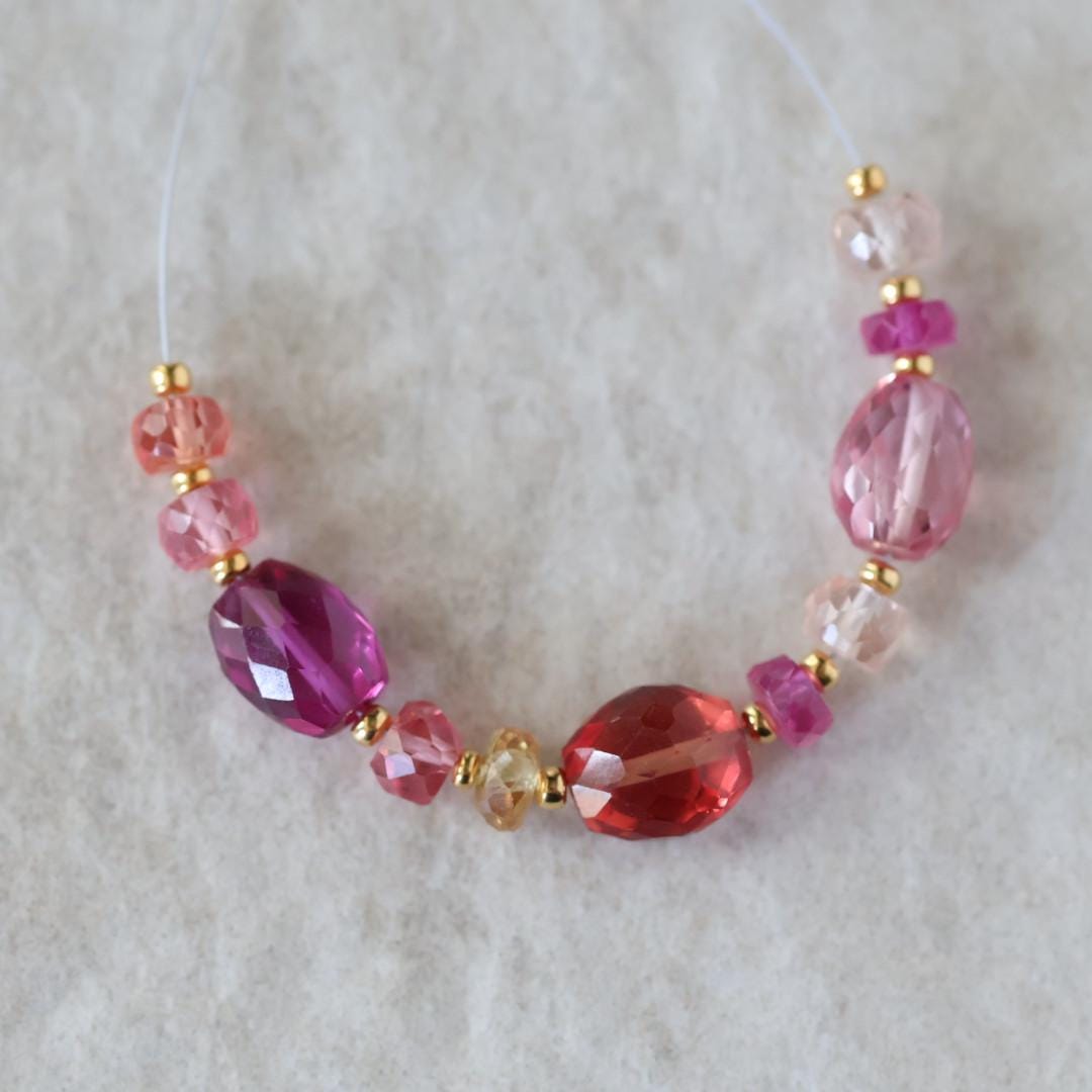 Padparadscha Sapphire Beads Oval Faceted Rondelle Pink Orange Gemstone for DIY Jewelry Making Supplies Necklace