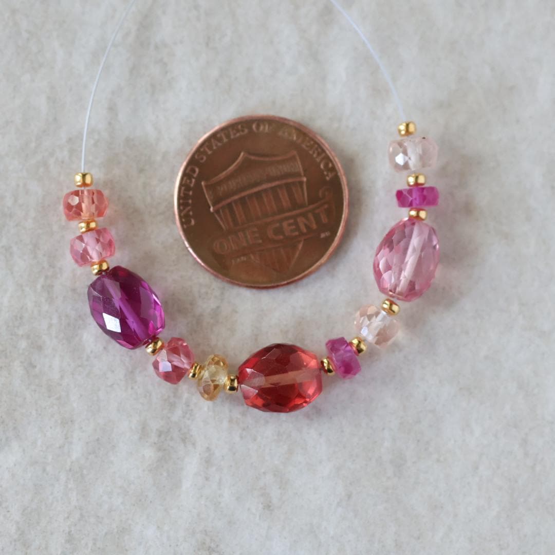 Padparadscha Sapphire Beads Oval Faceted Rondelle Pink Orange Gemstone for DIY Jewelry Making Supplies Necklace