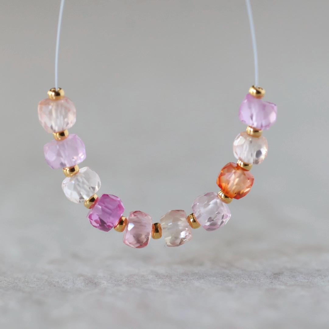 5mm Padparadscha Sapphire Beads Pastel Pink Peach Rondelle 10 PCs Faceted Genuine Gemstone Beads Jewelry Making Gift September Birthstone