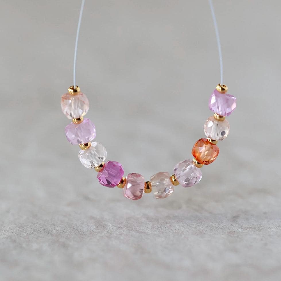 5mm Padparadscha Sapphire Beads Pastel Pink Peach Rondelle 10 PCs Faceted Genuine Gemstone Beads Jewelry Making Gift September Birthstone