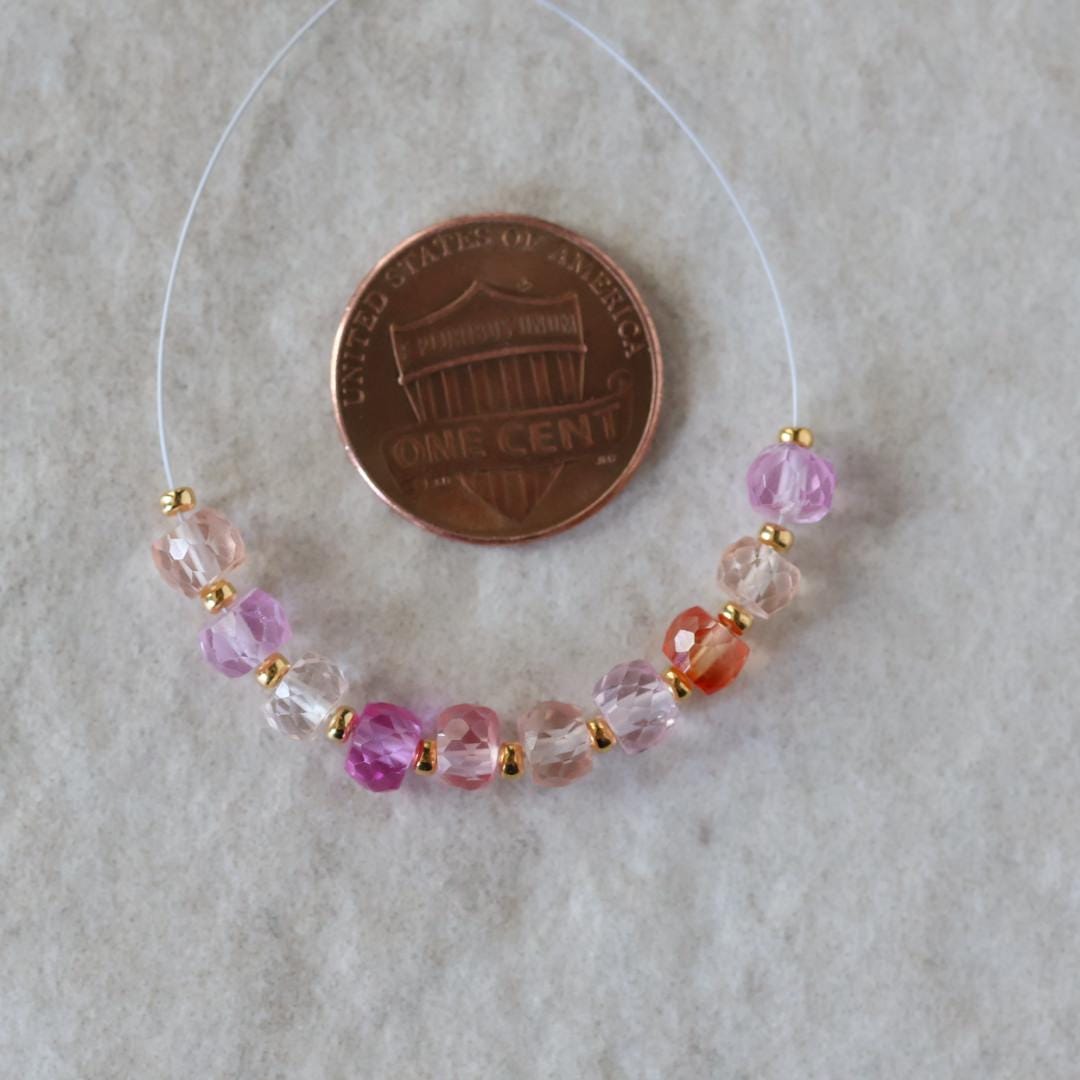 5mm Padparadscha Sapphire Beads Pastel Pink Peach Rondelle 10 PCs Faceted Genuine Gemstone Beads Jewelry Making Gift September Birthstone