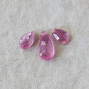 Pink Ruby Beads Faceted Briolettes Top Center Drilled 3 PCs 9-14mm Drops Gemstone for DIY Jewelry Making