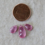 Pink Ruby Beads Faceted Briolettes Top Center Drilled 3 PCs 9-14mm Drops Gemstone for DIY Jewelry Making