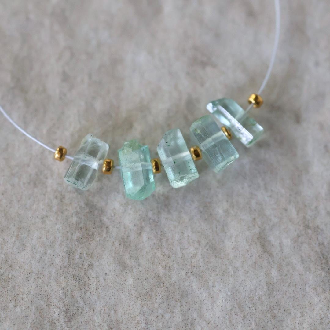Natural Nigerian Emerald Stick Beads Tube 5-6mm Raw Emerald Gemstone for DIY Jewelry Making Earrings Pendant Supplies