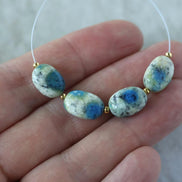 Genuine K2 Jasper Beads Smooth Oval Azurite in Granite Natural Gemstone For DIY Jewelry Making Supplies