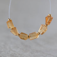 Tiny Natural Brazilian Imperial Topaz Nugget Beads Slices Chunks 6 Pcs Yellow Gemstone for DIY Jewelry Making Earrings Supplies
