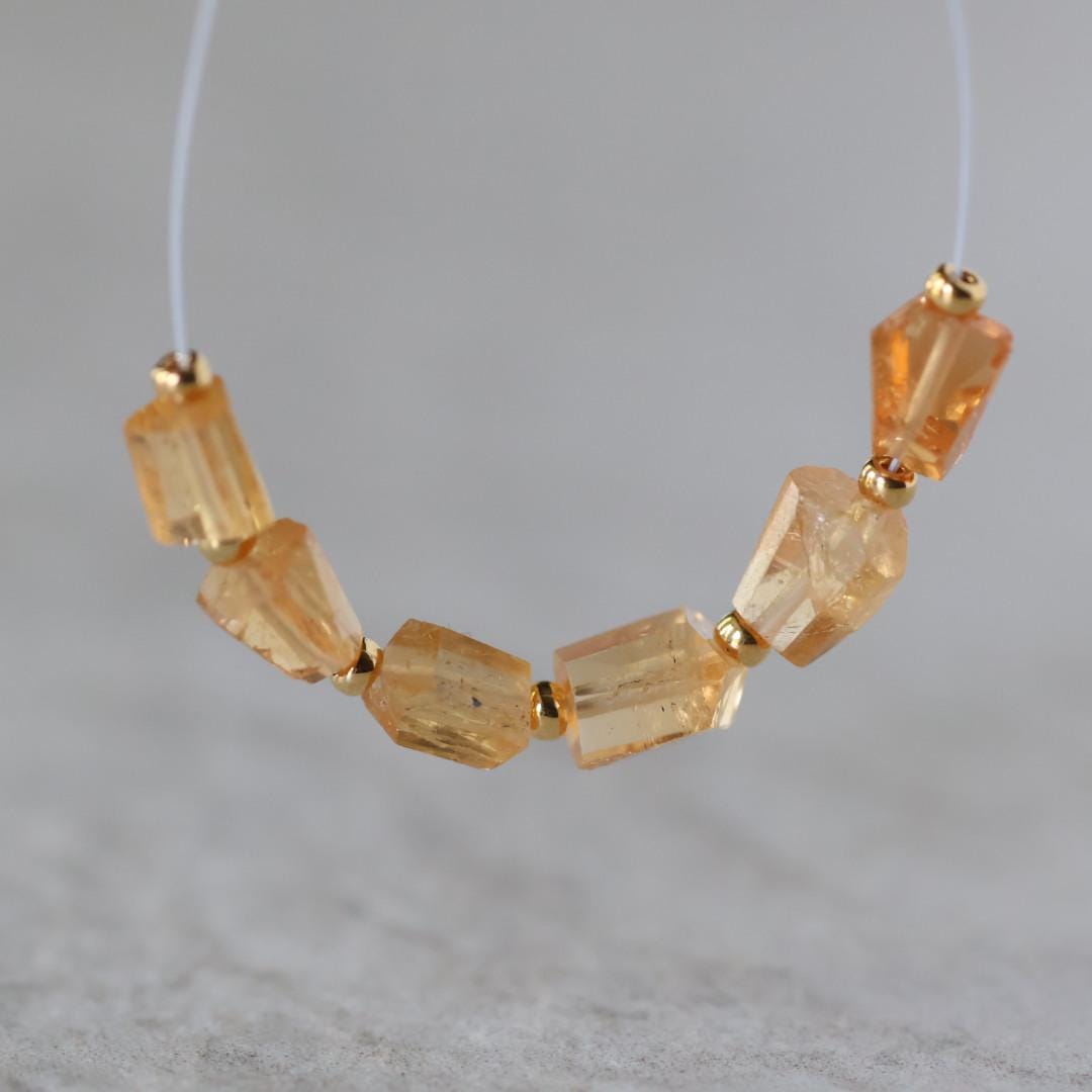Tiny Natural Brazilian Imperial Topaz Nugget Beads Slices Chunks 6 Pcs Yellow Gemstone for DIY Jewelry Making Earrings Supplies