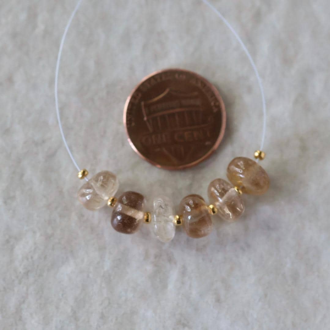 8mm Natural Imperial Topaz Rondelle Beads Smooth 6 Pcs Natural Gemstone Beads for Jewelry Making Earrings Pendants