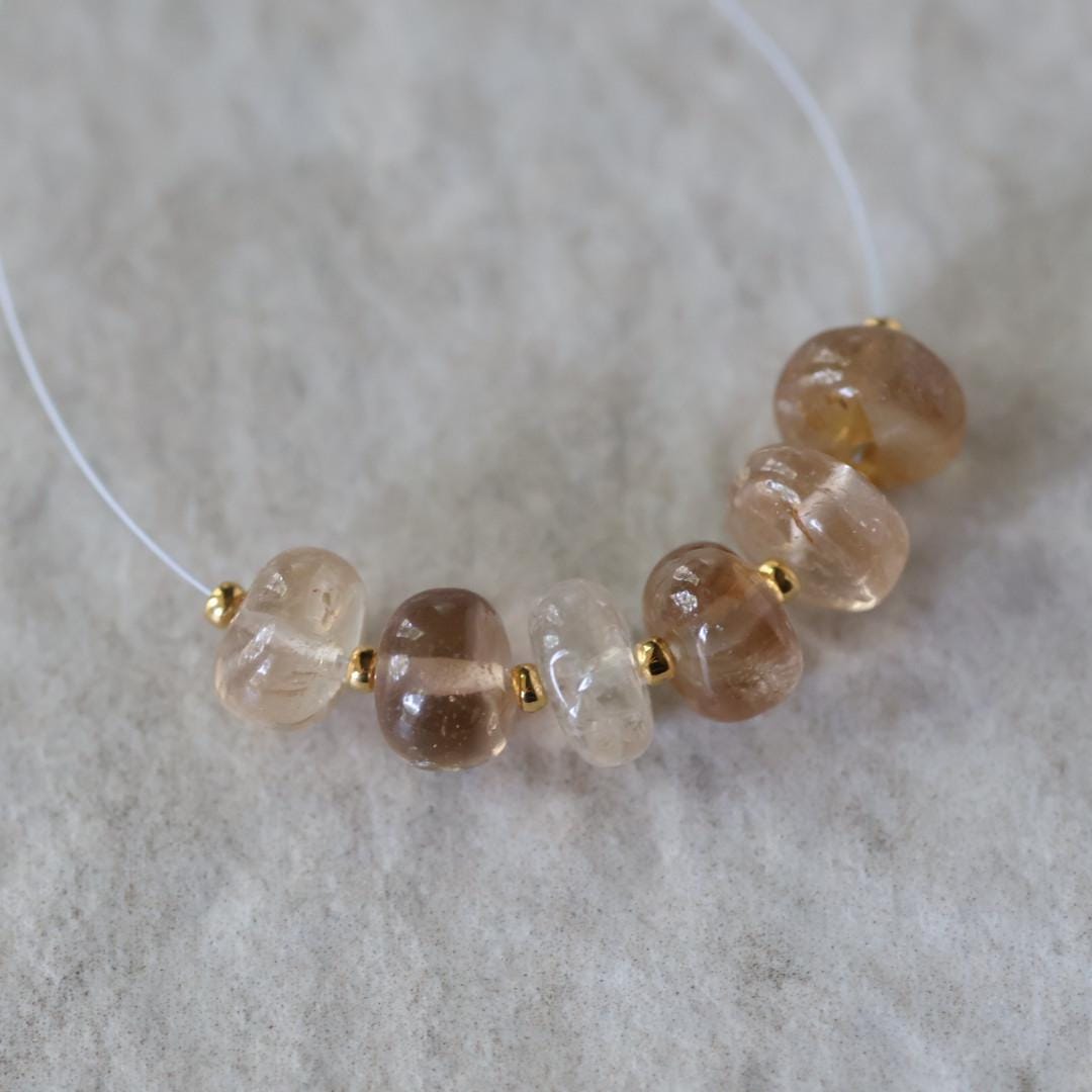 8mm Natural Imperial Topaz Rondelle Beads Smooth 6 Pcs Natural Gemstone Beads for Jewelry Making Earrings Pendants