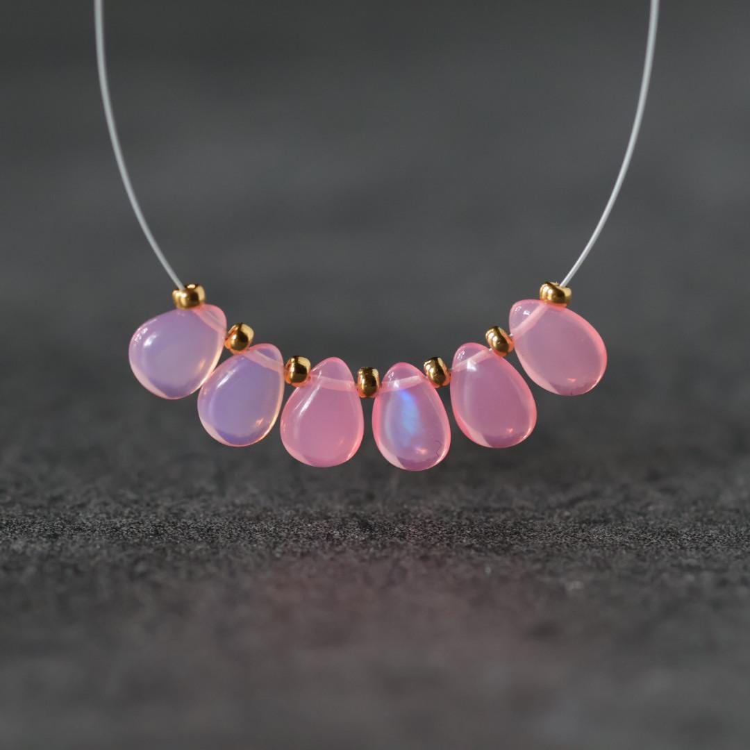 7x5mm Pink Ethiopian Opal Briolette Beads Smooth Teardrops Drops For DIY Jewelry Making Earrings