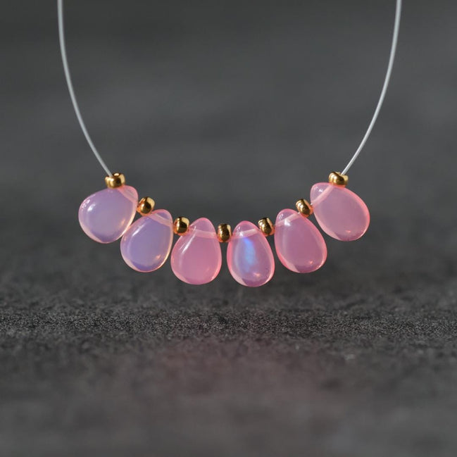 7x5mm Pink Ethiopian Opal Briolette Beads Smooth Teardrops Drops For DIY Jewelry Making Earrings