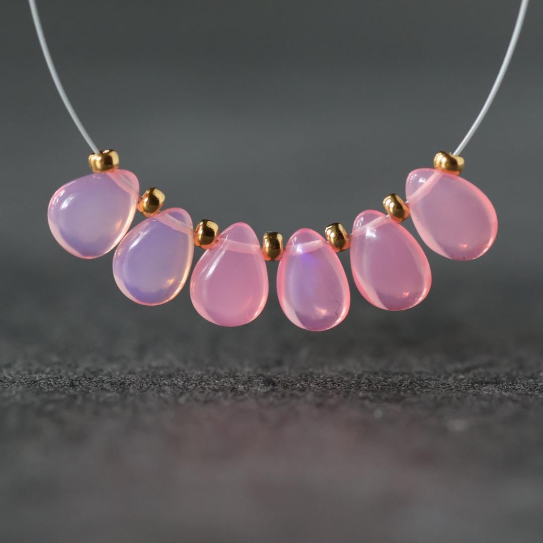 7x5mm Pink Ethiopian Opal Briolette Beads Smooth Teardrops Drops For DIY Jewelry Making Earrings
