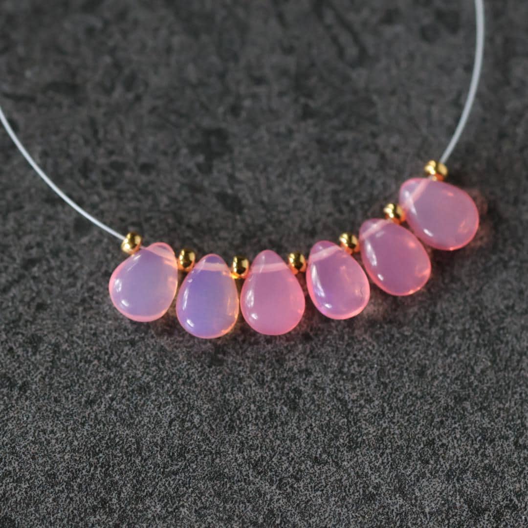 7x5mm Pink Ethiopian Opal Briolette Beads Smooth Teardrops Drops For DIY Jewelry Making Earrings