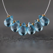 Natural Swiss Blue Topaz Faceted Briolette Beads Tear Drops 7mm x 5mm 6 Pcs Gemstone for DIY Jewelry Making