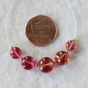 Rare Red Padparadscha Sapphire Coin Beads Smooth 5 PCs 6-9mm Gemstone Beads for DIY Jewelry Making Supplies September Birthstone