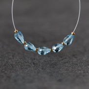 Tiny Natural Swiss Blue Topaz Faceted Teardrop Beads Oval 5 Pcs Gemstone for DIY Jewelry Making