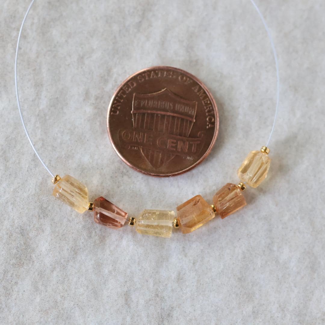 Tiny Natural Imperial Topaz Nugget Beads Slices Chunks 6 Pcs Yellow Gemstone for DIY Jewelry Making Earrings Supplies