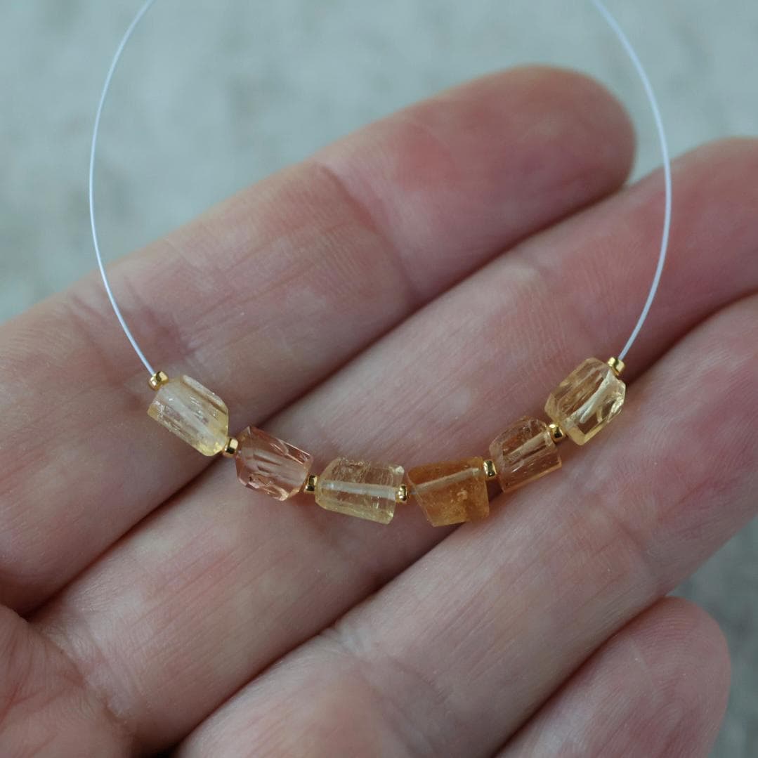 Tiny Natural Imperial Topaz Nugget Beads Slices Chunks 6 Pcs Yellow Gemstone for DIY Jewelry Making Earrings Supplies