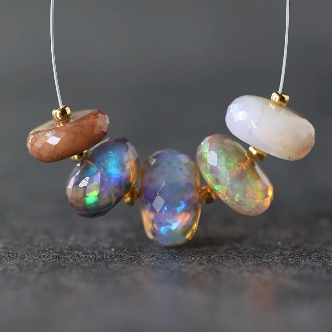 Large 10-11mm Ethiopian Opal Beads Natural Disco Welo Opal Genuine Bead For Jewelry Making Beading Craft Gift Beads October Birthstone