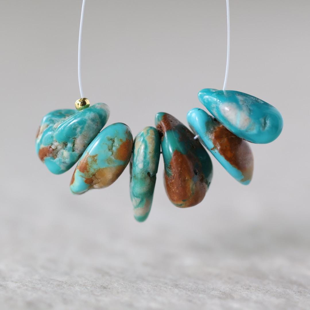Rare Fox Nevada Turquoise Chip Beads Petal Nuggets Smooth 12-14mm 6 PCs Gemstone Beads DIY Jewelry Making December Birthstone