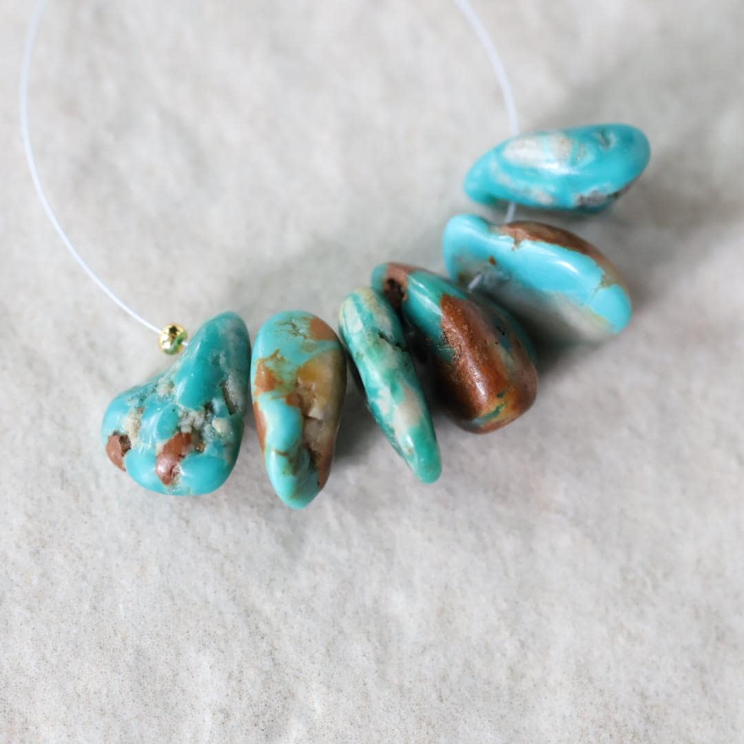 Rare Fox Nevada Turquoise Chip Beads Petal Nuggets Smooth 12-14mm 6 PCs Gemstone Beads DIY Jewelry Making December Birthstone