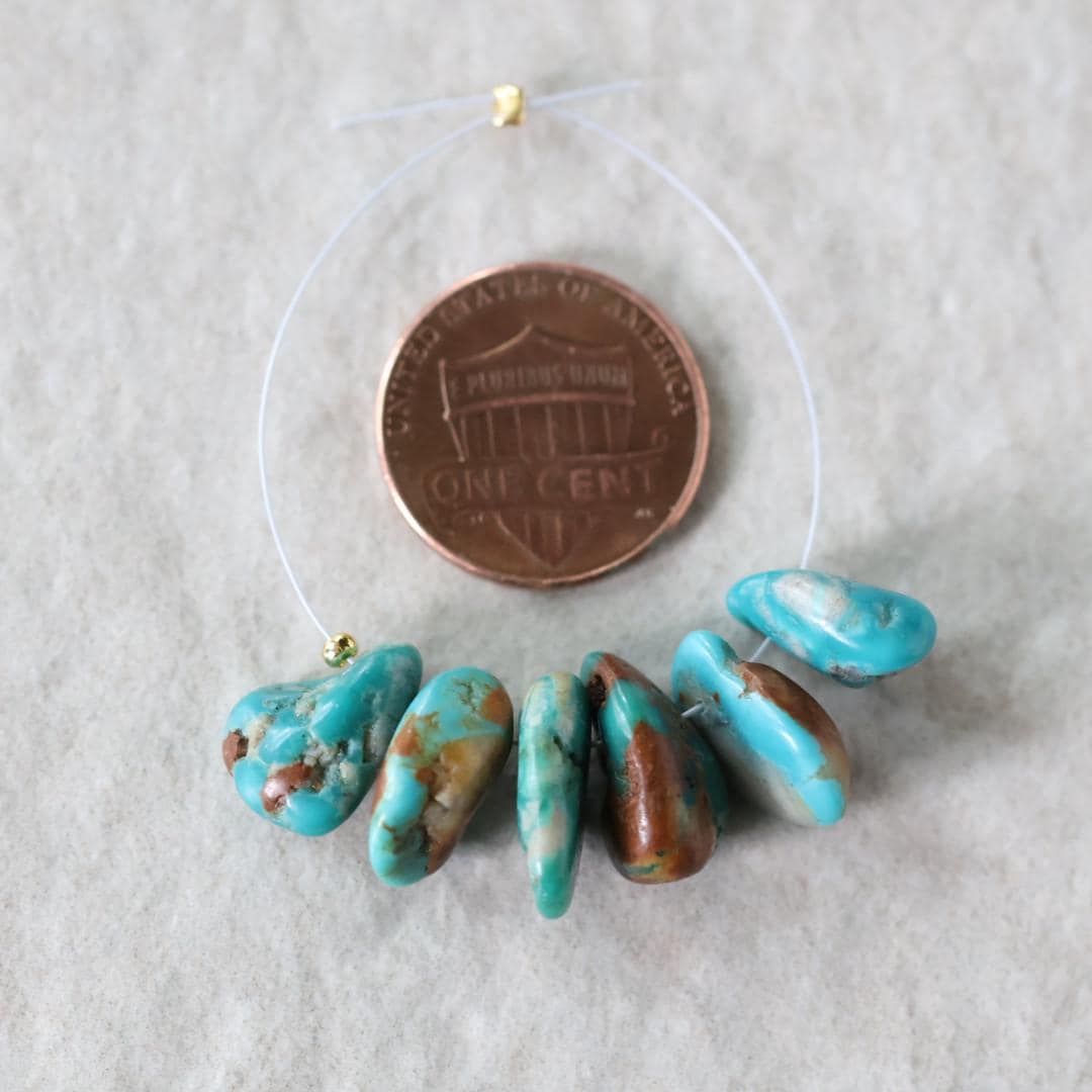 Rare Fox Nevada Turquoise Chip Beads Petal Nuggets Smooth 12-14mm 6 PCs Gemstone Beads DIY Jewelry Making December Birthstone