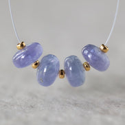 7mm AAA Tanzanite Beads Rondelle Smooth 4 Pcs Gemstone Beads for Silk Knotting Jewelry Making DIY Necklace Earrings