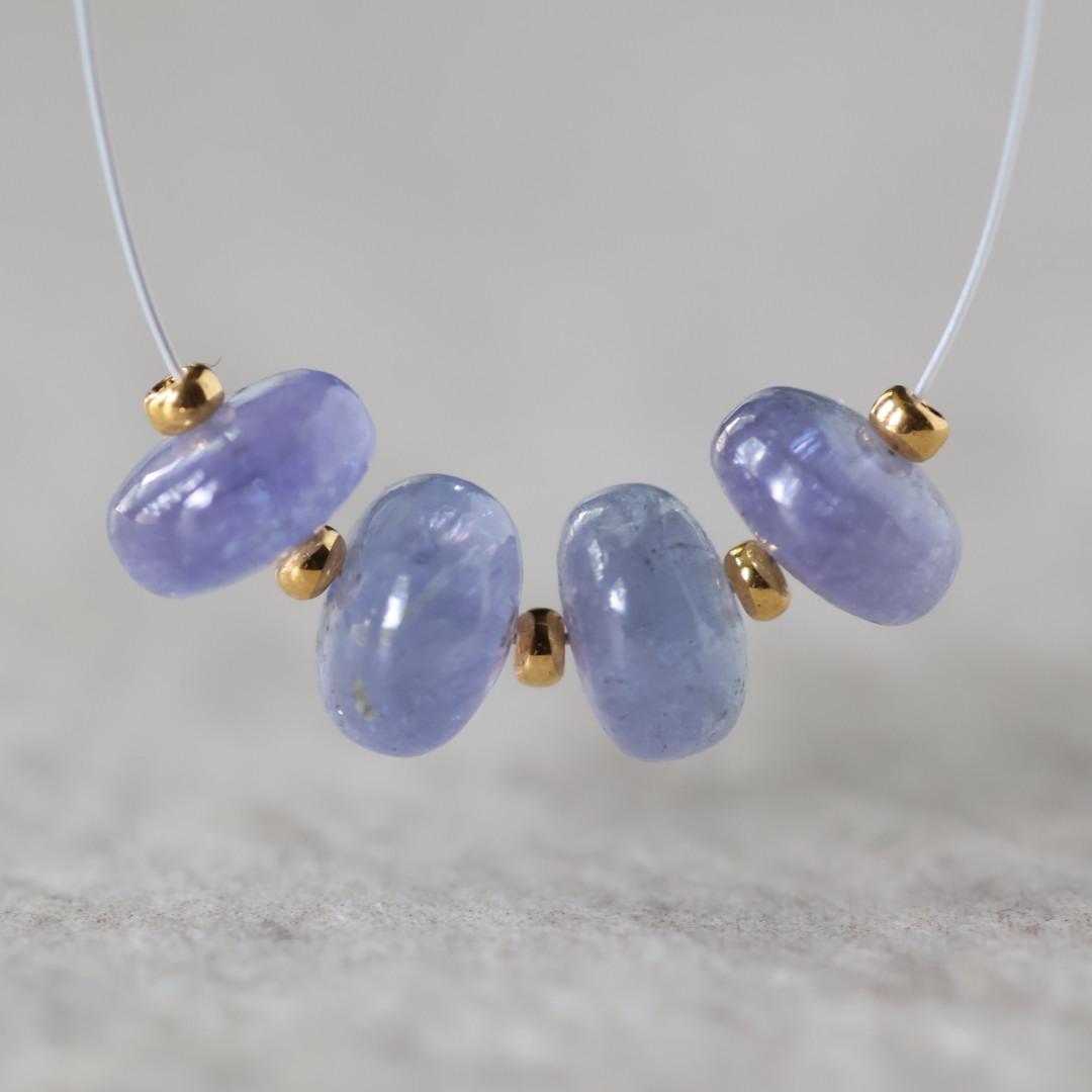 7mm AAA Tanzanite Beads Rondelle Smooth 4 Pcs Gemstone Beads for Silk Knotting Jewelry Making DIY Necklace Earrings