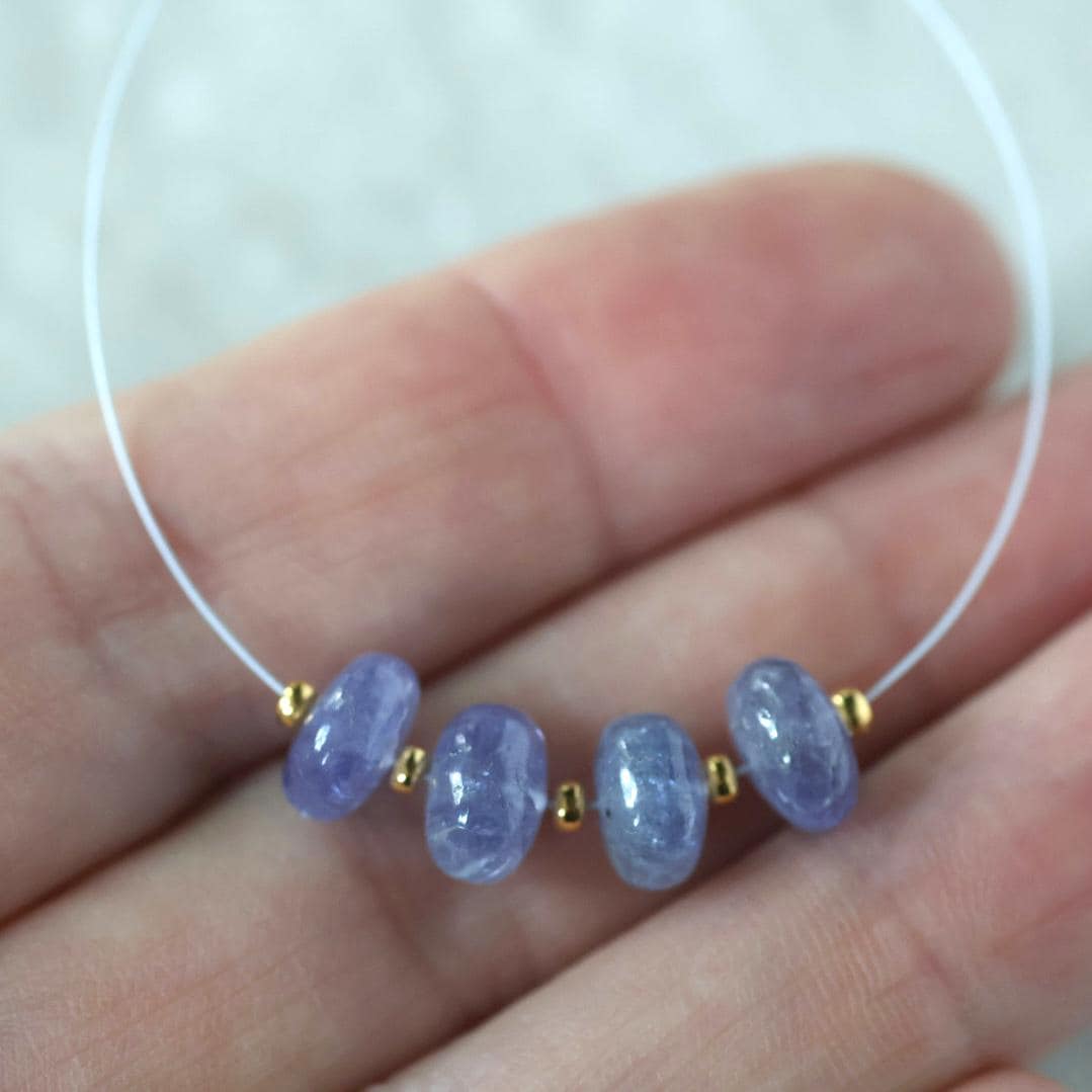 7mm AAA Tanzanite Beads Rondelle Smooth 4 Pcs Gemstone Beads for Silk Knotting Jewelry Making DIY Necklace Earrings