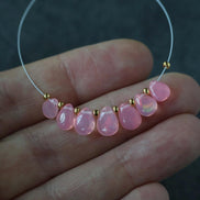 6-7mm Pink Ethiopian Opal Briolette Beads Smooth Teardrops Drops For DIY Jewelry Making Earrings