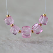 6mm Pink Topaz Faceted Cube Beads Natural Gemstones for DIY Jewelry Making Supplies Earrings