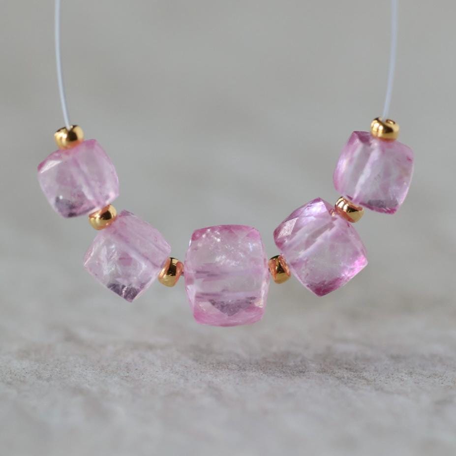 6mm Pink Topaz Faceted Cube Beads Natural Gemstones for DIY Jewelry Making Supplies Earrings