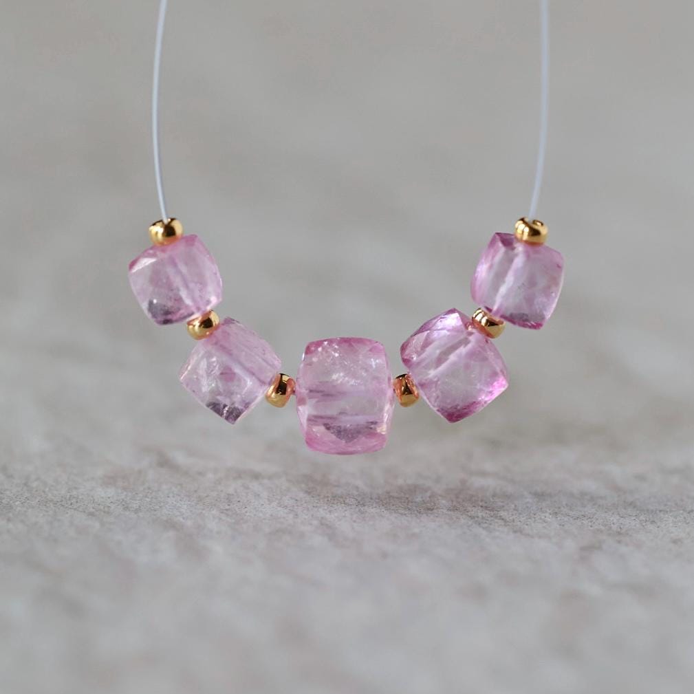 6mm Pink Topaz Faceted Cube Beads Natural Gemstones for DIY Jewelry Making Supplies Earrings
