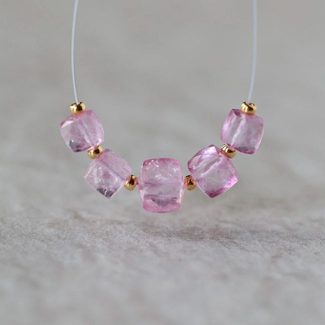 6mm Pink Topaz Faceted Cube Beads Natural Gemstones for DIY Jewelry Making Supplies Earrings