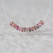 3mm Bio Tourmaline Beads Faceted Rondelles 1” Genuine Bi Color Pink Green Natural Gemstone for DIY Jewelry Making