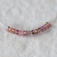 3mm Bio Tourmaline Beads Faceted Rondelles 1” Genuine Bi Color Pink Green Natural Gemstone for DIY Jewelry Making