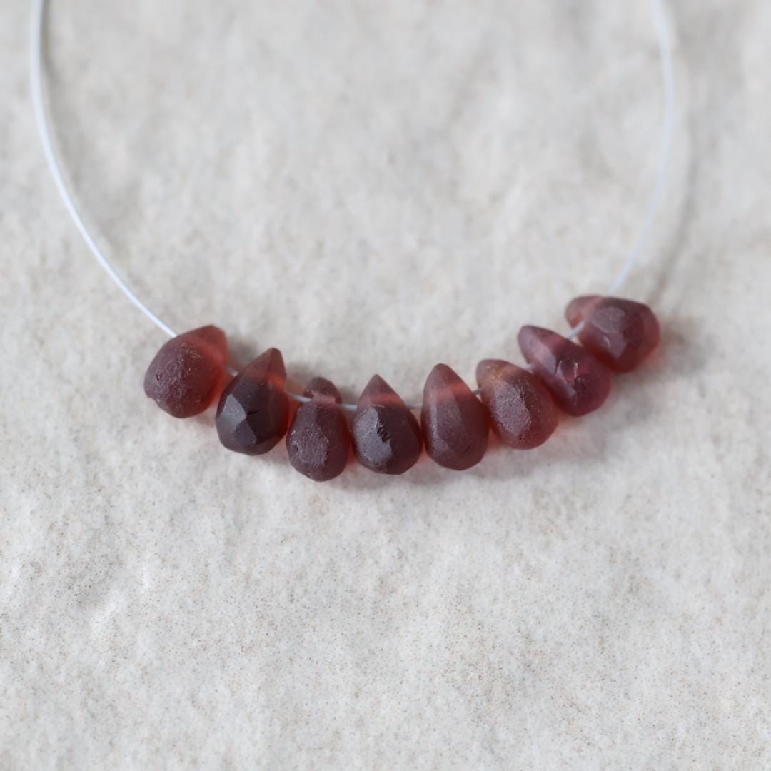 5mm Matte Mozambique Garnet Briolette Beads Smooth 8 Pcs Natural Gemstone DIY Jewelry Making Earrings Necklace January Birthstone