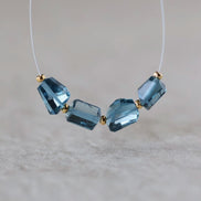 Natural London Blue Topaz Nugget Beads Chunks Stones 6x8mm 4 Pcs Gemstone for DIY Jewelry Making Earrings Supplies