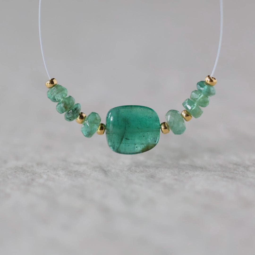 Natural Emerald Beads Smooth Nugget Stone Chunk Gemstone Faceted Rondelle Bead for DIY Jewelry Making