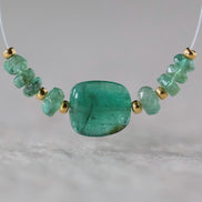Natural Emerald Beads Smooth Nugget Stone Chunk Gemstone Faceted Rondelle Bead for DIY Jewelry Making