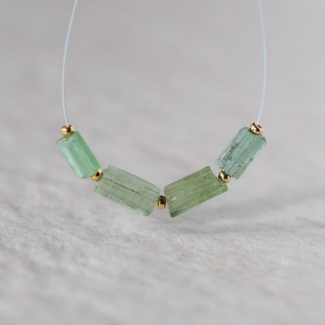Green Tourmaline Tube Beads Sticks 2 PCs Genuine Gemstone Beads DIY Jewelry Making Gift October Birthstone