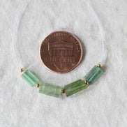 Green Tourmaline Tube Beads Sticks 2 PCs Genuine Gemstone Beads DIY Jewelry Making Gift October Birthstone