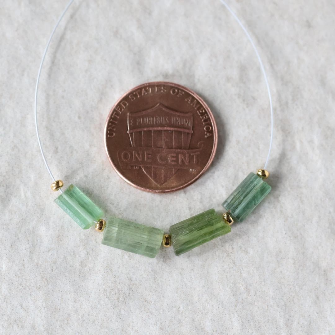 Green Tourmaline Tube Beads Sticks 2 PCs Genuine Gemstone Beads DIY Jewelry Making Gift October Birthstone