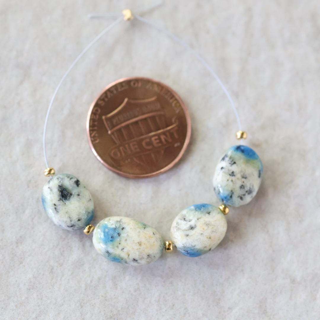 Genuine K2 Jasper Beads Smooth Oval Azurite in Granite Natural Gemstone For DIY Jewelry Making Supplies