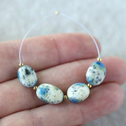 Genuine K2 Jasper Beads Smooth Oval Azurite in Granite Natural Gemstone For DIY Jewelry Making Supplies