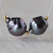 10mm Genuine Gray Tahitian Pearl Beads Baroque Organic 2 PCs DIY Jewelry Making Supplies Earrings