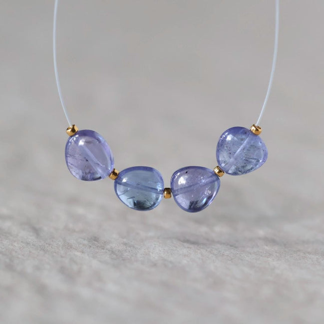 6mm AAA Tanzanite Beads Smooth Nuggets 4 Pcs Gem Quality Gemstone for DIY Jewelry Making Necklace Earrings