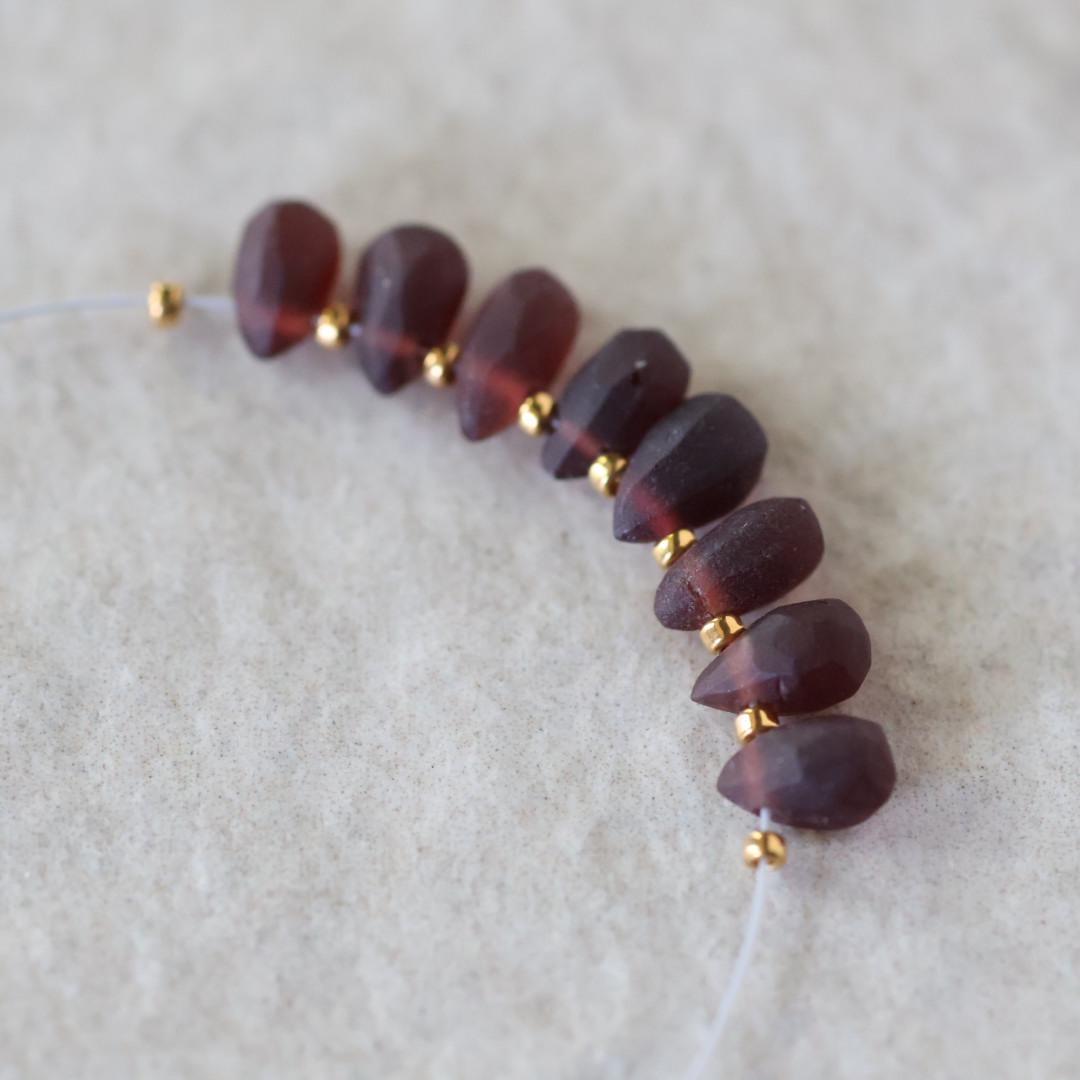 6mm Matte Mozambique Garnet Briolette Beads Smooth 8 Pcs Natural Gemstone DIY Jewelry Making Earrings Necklace January Birthstone